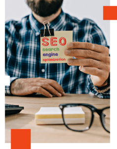 digital marketing freelancer in uae showing a card written seo